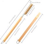 26'' Pizza Brush with Stainless Steel Stone Scraper - Brass Bristles - Wood Handle - Hanging Ring - Outdoor Pizza Oven Accessory - Compatible with Ooni, Gozney, Blackstone, Solo Stove Ovens