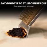 26'' Pizza Brush with Stainless Steel Stone Scraper - Brass Bristles - Wood Handle - Hanging Ring - Outdoor Pizza Oven Accessory - Compatible with Ooni, Gozney, Blackstone, Solo Stove Ovens