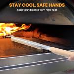 26'' Pizza Brush with Stainless Steel Stone Scraper - Brass Bristles - Wood Handle - Hanging Ring - Outdoor Pizza Oven Accessory - Compatible with Ooni, Gozney, Blackstone, Solo Stove Ovens