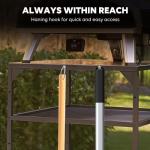 26'' Pizza Brush with Stainless Steel Stone Scraper - Brass Bristles - Wood Handle - Hanging Ring - Outdoor Pizza Oven Accessory - Compatible with Ooni, Gozney, Blackstone, Solo Stove Ovens