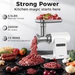 Kourice Meat Grinder 2800w Max, Electric Meat Grinder with Sausage Stuffer Maker & Kubbe Kit, Metal-Body Meat Mincer with 3 Stainless Steel Grinding Plates & 2 Blades for Home Kitchen Using