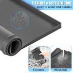 Dishwasher Drain Pan Mat, Portable Dishwasher Silicone Mat with Raised Edge, Small Dishwashers Drip Pan Dishwashers Tray for Leaks, Non-Slip Waterproof Protector Pad, 23.6''x19.7''