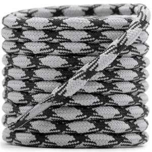 DELELE 2 Pair Round Wave Shape Non Slip Heavy Duty and Durable Outdoor Climbing Shoelaces Light Gray&Black Hiking Shoe Laces Shoestrings-39 inch