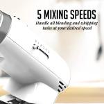 OVENTE Electric Stand Mixer with 3.5 Quarts Stainless Steel Mixing Bowl, 5 Speed Portable and Lightweight 250W Kitchen Mixer for Everyday Use, Includes 2 Egg Beater Whisk and Dough Hook, White SM680W