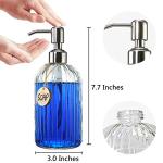 JASAI 18 Oz Clear Glass Soap Dispenser with Rust Proof Stainless Steel Pump, Refillable Liquid Hand soap Dispenser for Bathroom, Premium Kitchen Soap Dispenser (Clear).