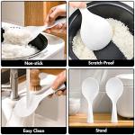 FireKylin 2 Pcs Plastic Rice Paddle,Non Stick Standing Rice Spoon Scooper Spatula,Heat Resistant Rice Cooker Spoon (White)