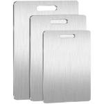 3Pcs Stainless Steel Cutting Board, Metal Steel Chopping Board for Kitchen, Double-Sided, Rust-Proof, Durable, Perfect for Vegetables, Meat and Fruit