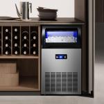 Commercial Ice Maker Machine 150 Lbs/24H Freestanding Stainless Steel Under Counter Ice Maker with 40lbs Ice Storage Capacity Scoop Water Filter Pipes for Restaurant Offices Bars Home