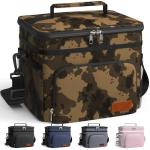 HOTOR Insulated Lunch Box for Men & Women - Leak-Proof Cooler Lunch Bag with 4 Pockets, Adjustable Strap, Ideal for Work, Picnic, Travel - Medium, Brown Camouflage, 10.2"×6.9"×8.5"