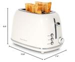 Roter Mond 2 Slice Toaster Retro Stainless Steel with Bagel, Cancel, and Defrost Functions, 6 Bread Shade Settings, Extra Wide Slots and Removable Crumb Tray, Cream