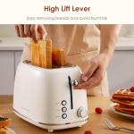 Roter Mond 2 Slice Toaster Retro Stainless Steel with Bagel, Cancel, and Defrost Functions, 6 Bread Shade Settings, Extra Wide Slots and Removable Crumb Tray, Cream