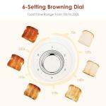 Roter Mond 2 Slice Toaster Retro Stainless Steel with Bagel, Cancel, and Defrost Functions, 6 Bread Shade Settings, Extra Wide Slots and Removable Crumb Tray, Cream