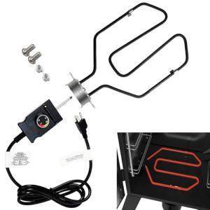 Upgrade 1650W Electric Smoker Heating Element Replacement Kit with Adjustable Thermostat Probe Cord Compatible with Masterbuilt, SmokeHollow, Cuisinart, Brinkmann Gourmet, Char-Broil and Cerakote Oven