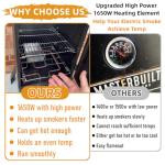 Upgrade 1650W Electric Smoker Heating Element Replacement Kit with Adjustable Thermostat Probe Cord Compatible with Masterbuilt, SmokeHollow, Cuisinart, Brinkmann Gourmet, Char-Broil and Cerakote Oven