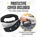 Checkered Chef Salad Chopper Tool with Cover, Mezzaluna Knife Stainless Steel Vegetable Rocker, Mincer, Cutter