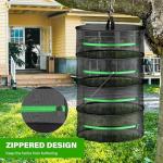 Simple Deluxe 2 Layer 24'' Herb Drying Rack with Hook, Zippered Design Hanging Dry Mesh Folding Basket Dryer for Clothes, Herbs