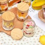 YUNCANG Glass jars with Airtight Lids, 16oz Overnight Oats Containers with Bamboo Lids, 6 Pack Wide mouth Mason Salad jars, Glass Food Storage Containers for Spice Sugar Snacks Yogurt