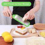 LVVXIXI Handheld Cheese Grater, Stainless Steel Lemon Citrus Peeler, Flat Handheld Slicer for Cheese, Lemon, Chocolate and Spices/Crude Hole (Green)