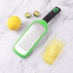 LVVXIXI Handheld Cheese Grater, Stainless Steel Lemon Citrus Peeler, Flat Handheld Slicer for Cheese, Lemon, Chocolate and Spices/Crude Hole (Green)