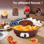 VAlinks Electric Chocolate Melting Pot Chocolate Fondue Pot Set 3-Section Serving Trays with 6pcs Dipping Forks Perfect for Housewarming Christmas Party Gifts (Brown)