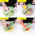 LVVXIXI Handheld Cheese Grater, Stainless Steel Lemon Citrus Peeler, Flat Handheld Slicer for Cheese, Lemon, Chocolate and Spices/Crude Hole (Green)