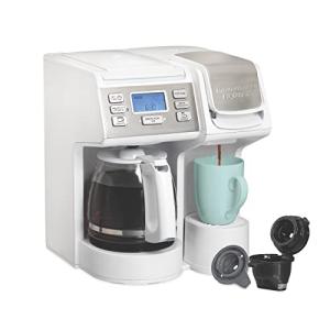 Hamilton Beach FlexBrew Trio 2-Way Coffee Maker, Compatible with K-Cup Pods or Grounds, Combo, Single Serve & Full 12 Cup Coffee Pot, White, Fast Brewing, Removeable Reservoir
