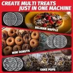 SugarWhisk Thick Belgian Waffle Maker with 3 Removable Plates, 7” Non Stick Belgian Waffle Iron Removable Plates, 3 in 1 Mini Donut Maker Machine, Cake Pop Maker Machine Set with Accessories & Tools
