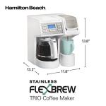 Hamilton Beach FlexBrew Trio 2-Way Coffee Maker, Compatible with K-Cup Pods or Grounds, Combo, Single Serve & Full 12 Cup Coffee Pot, White, Fast Brewing, Removeable Reservoir