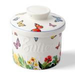 Toptier Butter Crock for Counter With Water Line, On Demand Spreadable Butter, Ceramic Butter Keeper to Leave On Counter, French Butter Dish with Lid (Butterfly)