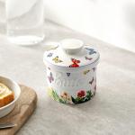 Toptier Butter Crock for Counter With Water Line, On Demand Spreadable Butter, Ceramic Butter Keeper to Leave On Counter, French Butter Dish with Lid (Butterfly)