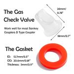 LitKiwi 5PCS Beer Keg Coupler Check Valve & 5PCS Beer Washer Gaskets,Gas Check Valves Beer Keg Coupler Accessories Kit for Sankey Couplers D Type Coupler Replacement