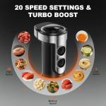 Immersion Blender, PRASKY 1200W 20 Speeds Electric Handheld Portable Stick Mixer, 5-in-1 Hand Blender Stainless Steel with Turbo Mode,Chopper, Whisk, Milk Frother for Soup, Smoothies,Puree, Baby Food