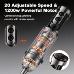 Immersion Blender, PRASKY 1200W 20 Speeds Electric Handheld Portable Stick Mixer, 5-in-1 Hand Blender Stainless Steel with Turbo Mode,Chopper, Whisk, Milk Frother for Soup, Smoothies,Puree, Baby Food