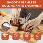 DerHed rolling knife sharpener, durable diamond grinding head, replacement grinding head, 15 degree and 20 degree sharpening bevel suitable for various kitchen knives