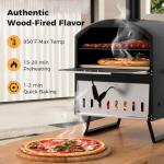 Giantex Wood Fired Outdoor Pizza Oven with 16-Inch Pizza Stone, 2-Layer Cooking Space, Portable Pizza Maker for Backyard, Camping & BBQ, Foldable Legs, Charcoal & Wood Burning Grill