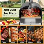 Giantex Wood Fired Outdoor Pizza Oven with 16-Inch Pizza Stone, 2-Layer Cooking Space, Portable Pizza Maker for Backyard, Camping & BBQ, Foldable Legs, Charcoal & Wood Burning Grill