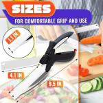 2 in 1 Kitchen Scissors for Food – Stainless Steel Blade & Plastic Cutting Board Scissors with Safety Lock | 9.6" Tomato Knife, Fruit & Vegetable Cutter – Easy-to-Use Kitchen Shears for Meat, Cheese