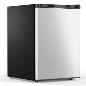 COWSAR 2.6 Cu.Ft Mini Fridge with Freezer, Single-Door Compact Refrigerator, 7 Settings Temperature Adjustable, 2 Removable Shelves, Commercial Small fridge for Bedroom, Office, Kitchen, Dorm, Silver