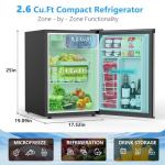 COWSAR 2.6 Cu.Ft Mini Fridge with Freezer, Single-Door Compact Refrigerator, 7 Settings Temperature Adjustable, 2 Removable Shelves, Commercial Small fridge for Bedroom, Office, Kitchen, Dorm, Silver