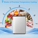 COWSAR 2.6 Cu.Ft Mini Fridge with Freezer, Single-Door Compact Refrigerator, 7 Settings Temperature Adjustable, 2 Removable Shelves, Commercial Small fridge for Bedroom, Office, Kitchen, Dorm, Silver