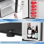 COWSAR 2.6 Cu.Ft Mini Fridge with Freezer, Single-Door Compact Refrigerator, 7 Settings Temperature Adjustable, 2 Removable Shelves, Commercial Small fridge for Bedroom, Office, Kitchen, Dorm, Silver