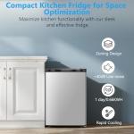 COWSAR 2.6 Cu.Ft Mini Fridge with Freezer, Single-Door Compact Refrigerator, 7 Settings Temperature Adjustable, 2 Removable Shelves, Commercial Small fridge for Bedroom, Office, Kitchen, Dorm, Silver