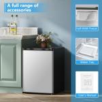 COWSAR 2.6 Cu.Ft Mini Fridge with Freezer, Single-Door Compact Refrigerator, 7 Settings Temperature Adjustable, 2 Removable Shelves, Commercial Small fridge for Bedroom, Office, Kitchen, Dorm, Silver