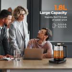 Narcissus Electric Kettle Temperature Control ±5℉, 1.8L Glass Electric Tea Kettle with Removable Infuser for Flowers & Fruit Tea, 1200W Fast Boiling, 6 Hours Keep Warming, Black