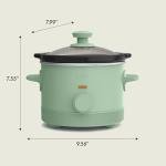 bella 1.5 Qt Slow Cooker with 3 Heat Manual Control, Ceramic Nonstick Coating, Dishwasher Safe Stoneware Pot and Tempered Glass Lid, Tangle Free Cord Wrap & Cool Touch Handles, Seaglass