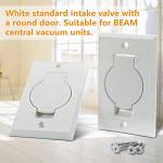 Standard Central Vacuum Wall Plate Inlet Valve Cover, for Beam Central Vac Installation Parts, Nutone Vacuum Wall Plate, White Round Door - 2 Pack