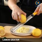 OIM Omiiomio Lemon Zester & Heavy Duty Cheese Grater & Vegetable Grater — Parmesan Cheese Lemon, Garlic, Nutmeg, Chocolate, Fruits, Vegetables, Ginger - Cheese Shredder & Stainless Steel Grater