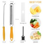 OIM Omiiomio Lemon Zester & Heavy Duty Cheese Grater & Vegetable Grater — Parmesan Cheese Lemon, Garlic, Nutmeg, Chocolate, Fruits, Vegetables, Ginger - Cheese Shredder & Stainless Steel Grater