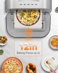 Upgraded Pizza Oven Heats up to 840°F Makes 12 Inch Pizzas in 90 Seconds Countertop Electric Pizza Maker with 6 Touchscreen Presets Pizza Stone & Peel Included - Stainless Steel