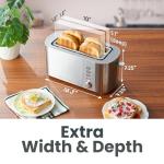 Elite Gourmet ECT4123X Long Slot 4 Slice Toaster, Extra Wide 1.5" and 5.1" Deep Slots, Bagel, Defrost & Cancel Functions, 6 Toast Shade Settings, Fits Bagels, Waffles, Artisan Breads, Stainless Steel